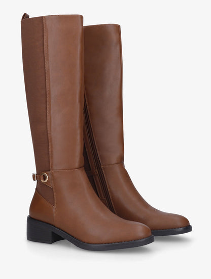 Bottes unies élastiquées sanglé - Camel - 4