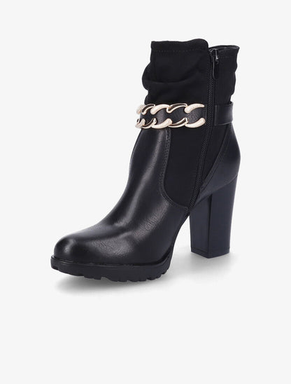 Bottines à talons à sangles style chaîne - Noir - 4