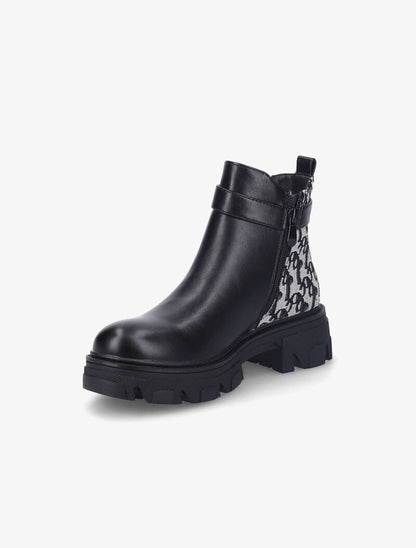 Bottines bi-matière à contrefort à détails brodés - Noir - 4