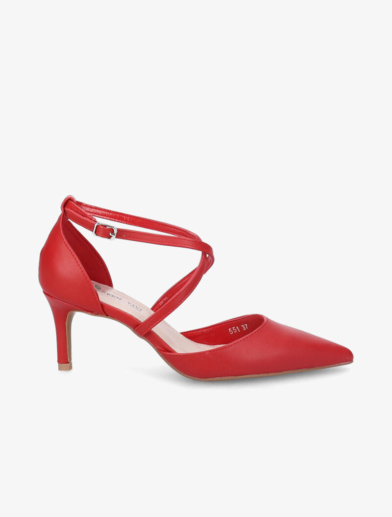 Escarpins à brides croisées - Rouge - 2