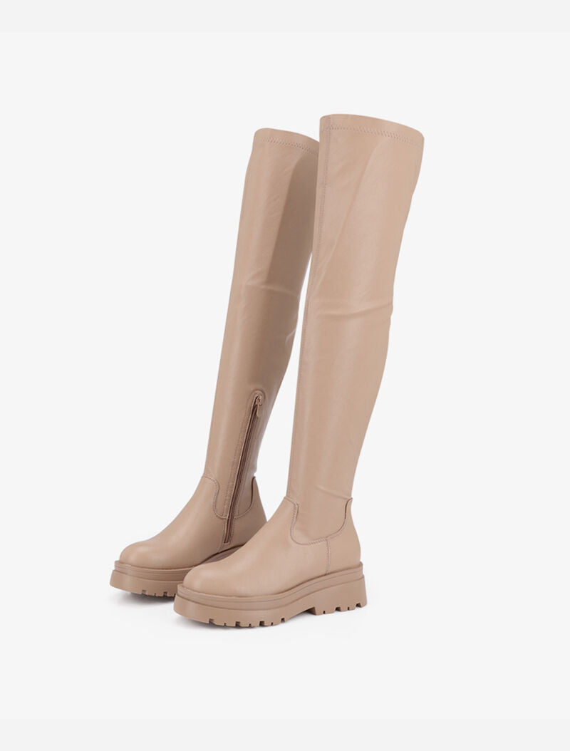 Cuissardes en simili à plateforme - Taupe - 4