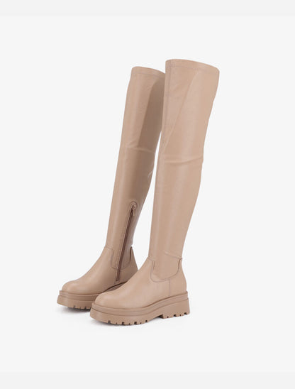 Cuissardes en simili à plateforme - Taupe - 4