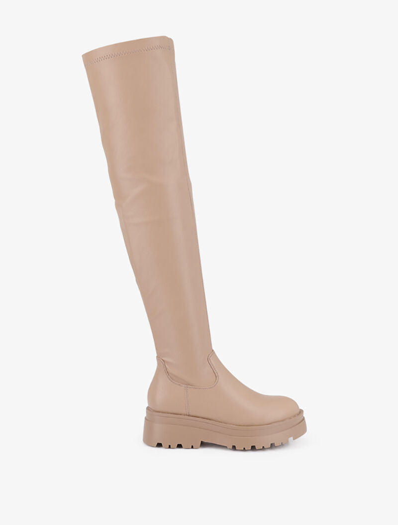 Cuissardes en simili à plateforme - Taupe - 5