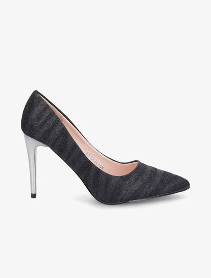 Escarpins zébrés à talon haut et paillettes - Noir - 2