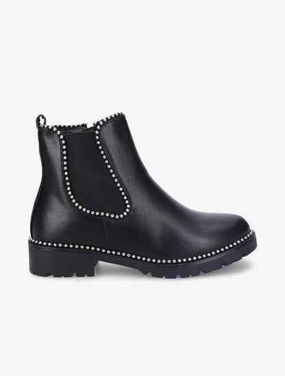 Bottines à bords à clous argentés - Noir - 2