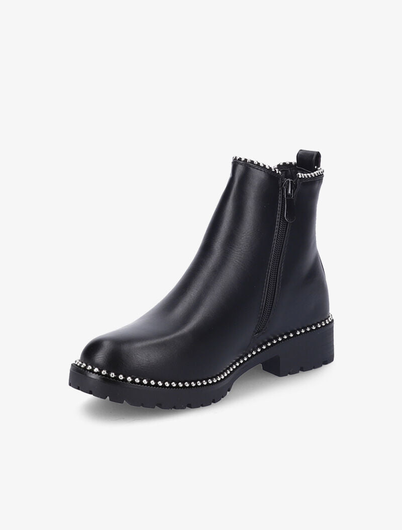Bottines à bords à clous argentés - Noir - 4