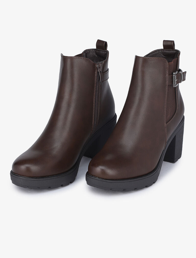 Bottines à talons gomme - Marron - 4