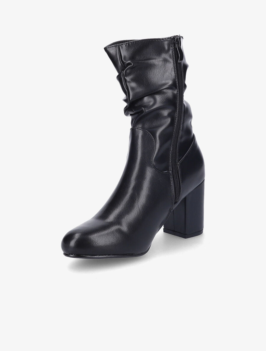 Bottines en simili à effet plissé - Noir - 4