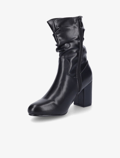 Bottines en simili à effet plissé - Noir - 4