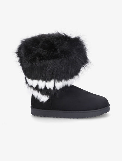 Boots à chevilles à fourrure asymétrique - Noir - 1