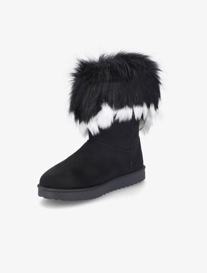 Boots à chevilles à fourrure asymétrique - Noir - 3