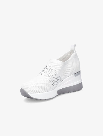 Baskets compensées à détail strass - Blanc - 3