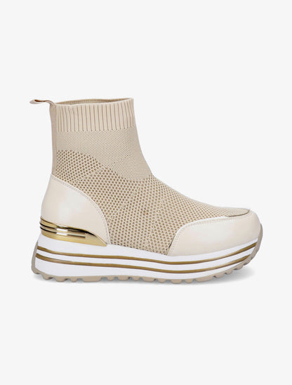 Baskets montantes compensées - Beige - 5