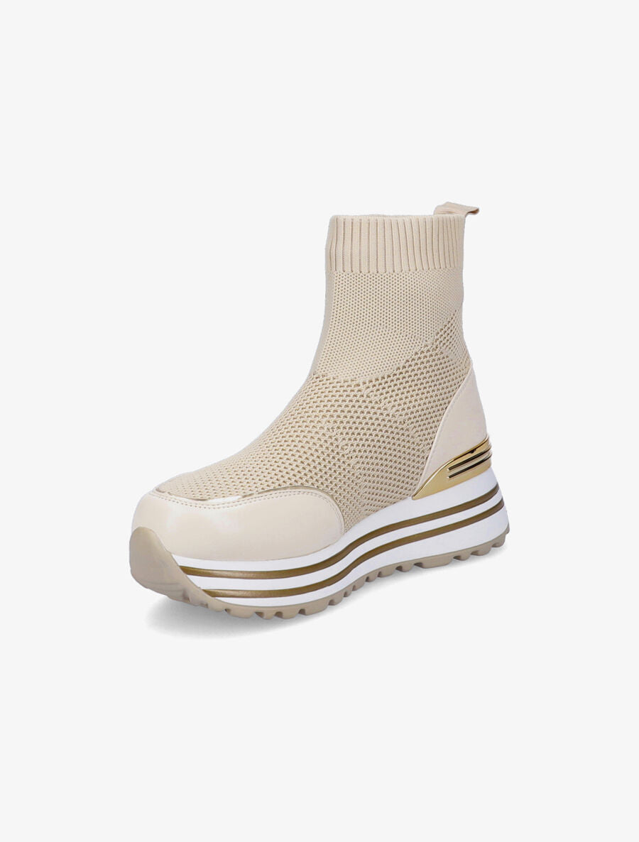 Baskets montantes compensées - Beige - 3