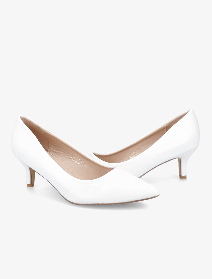 Escarpins à petits talons et bouts pointus - Blanc - 4