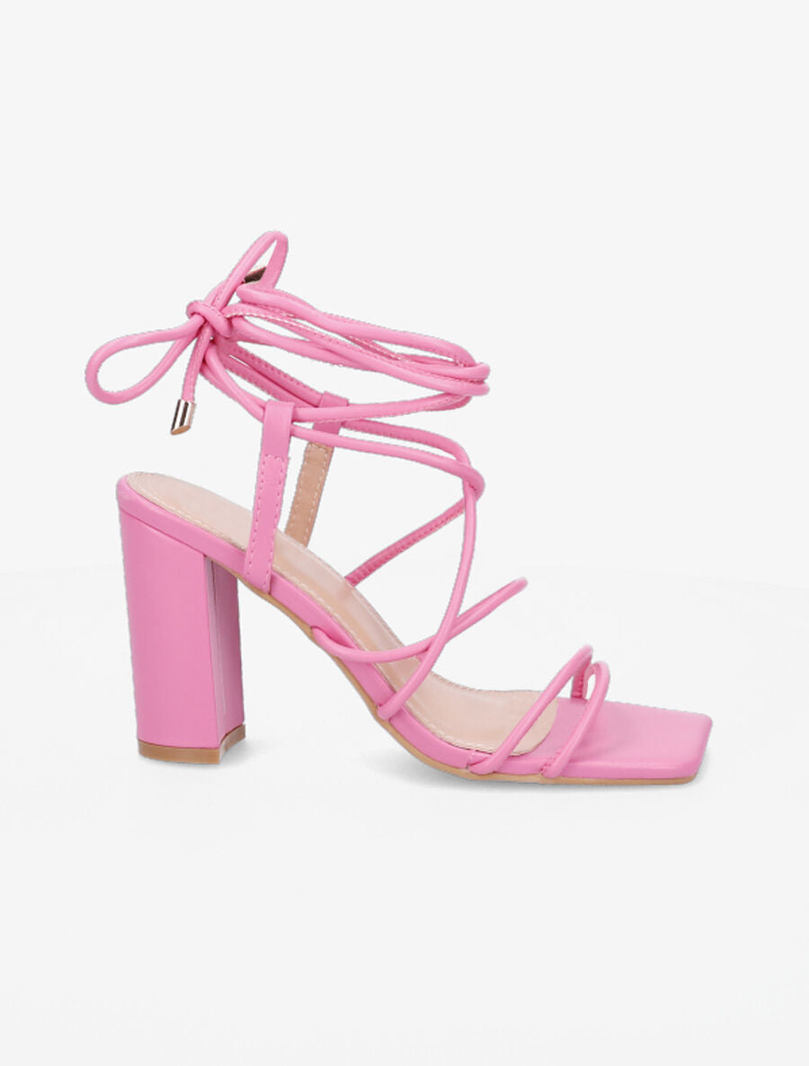 Sandales à talons et lacets - Rose - 1