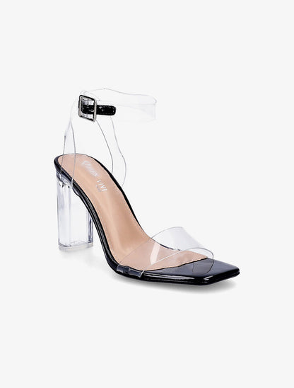 Sandales transparentes à talons - Noir - 2