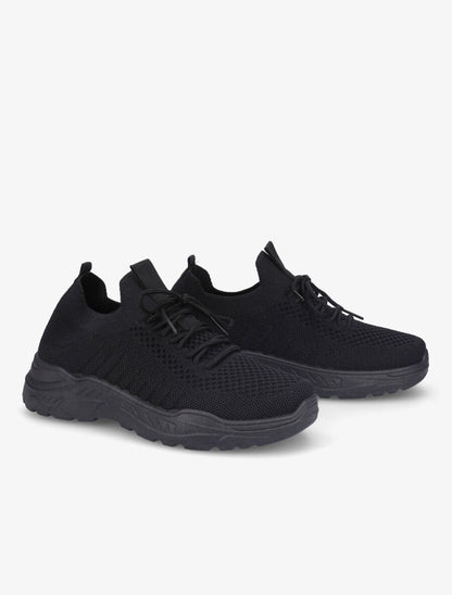 Sneakers à lacets en mesh - Noir - 4