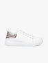 Sneakers à contrefort pailleté et imprimé python - Blanc/beige - 1
