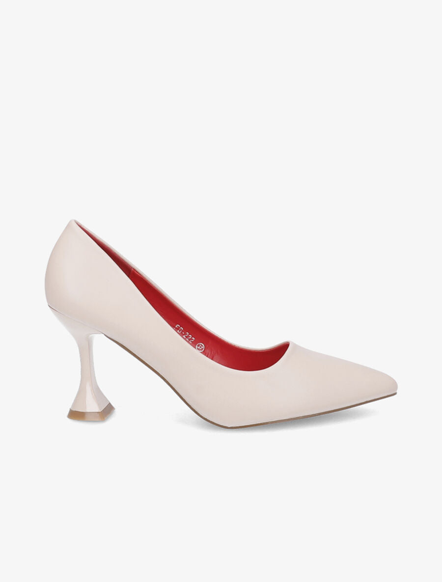 Escarpin bouts pointus à talons bobine - Beige - 1