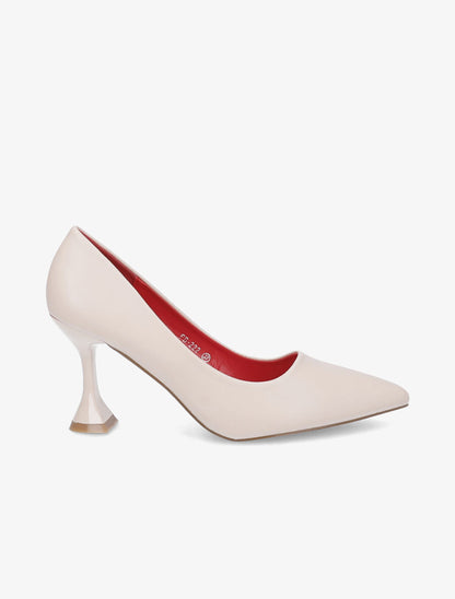 Escarpin bouts pointus à talons bobine - Beige - 1