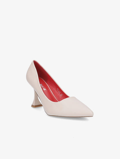 Escarpin bouts pointus à talons bobine - Beige - 2