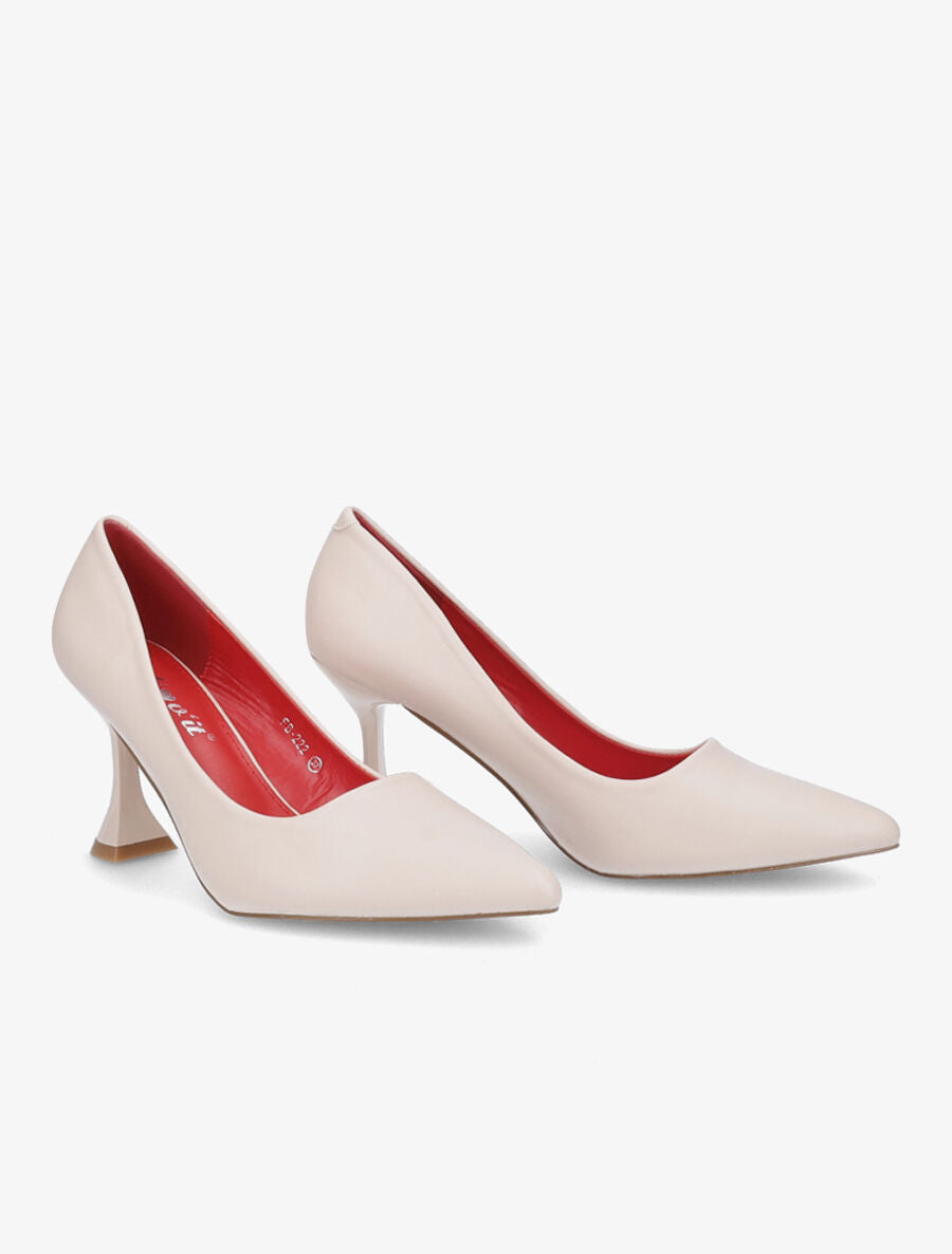 Escarpin bouts pointus à talons bobine - Beige - 4