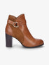 Bottines bi-matière à bride à boucle - Camel - 1