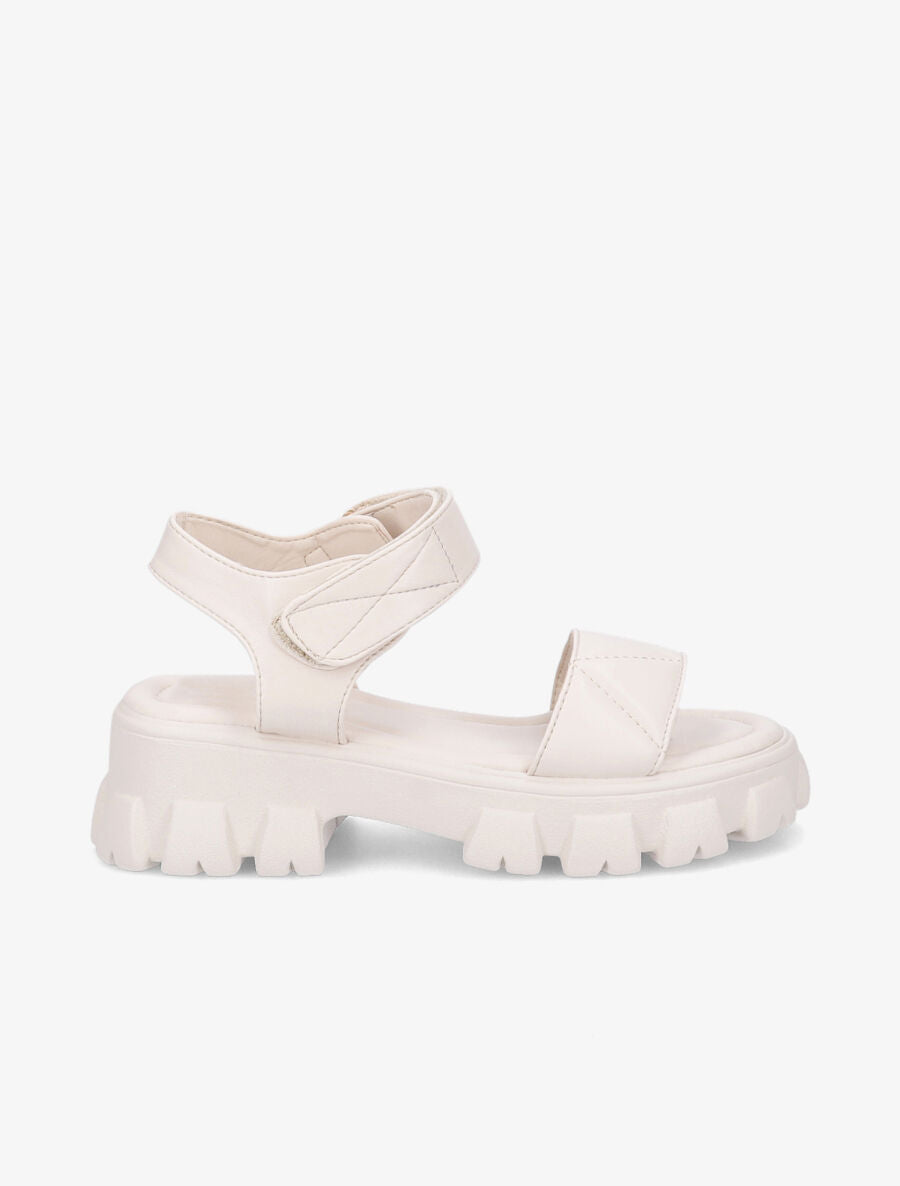 Sandales matelassées à semelles chunky - Beige - 1