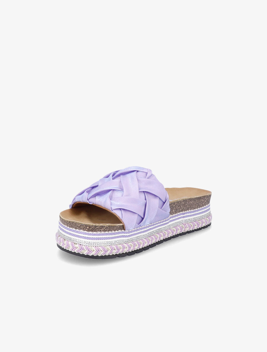Claquettes en simili à plateforme stylisée - Lilas - 2