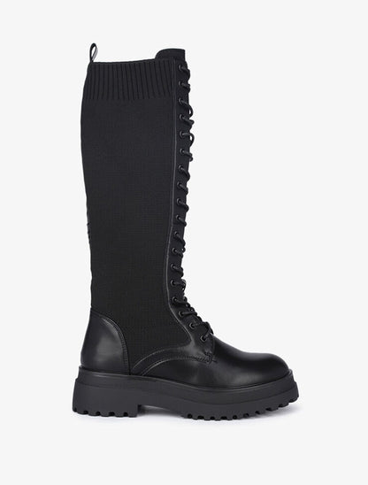 Bottes à lacets bimatière - Noir - 5