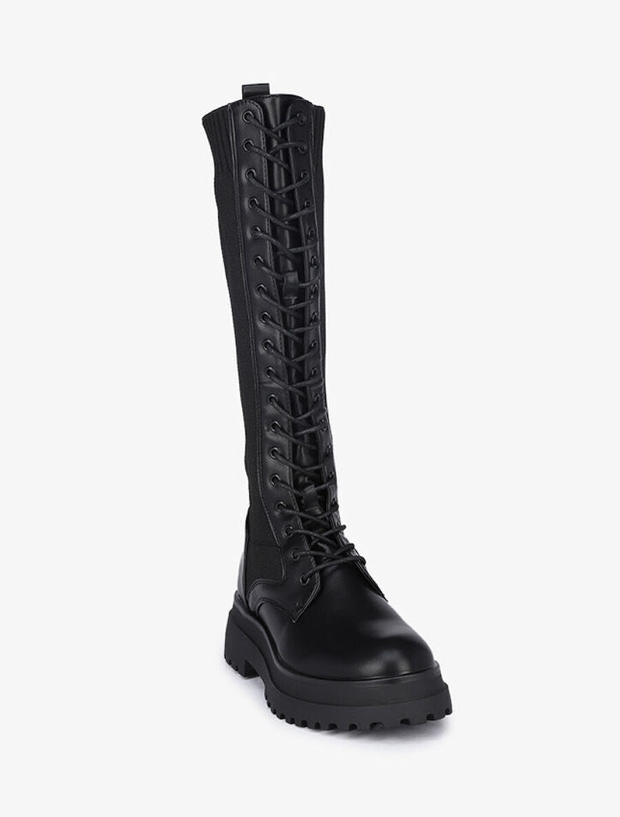 Bottes à lacets bimatière - Noir - 2