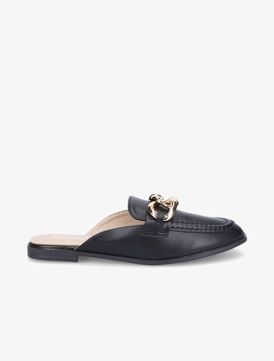 Mules style mocassin à chaîne - Noir - 5