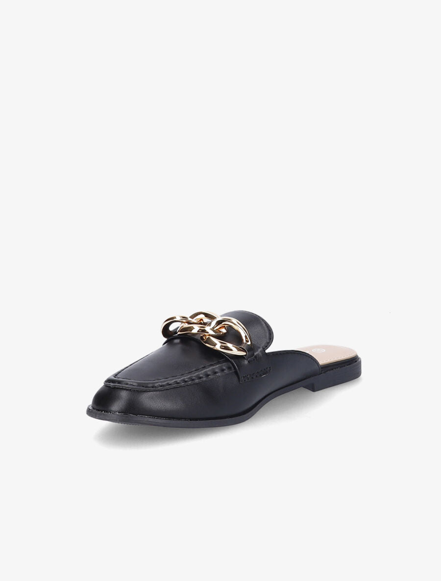 Mules style mocassin à chaîne - Noir - 3