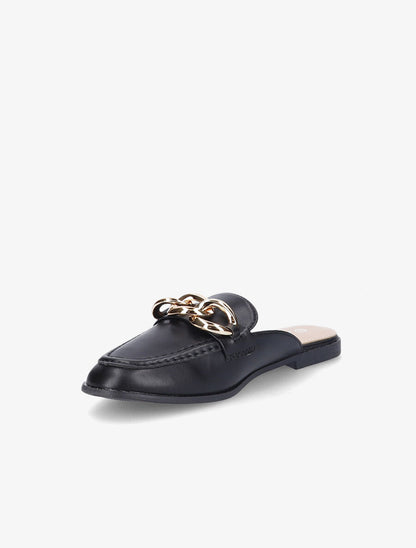 Mules style mocassin à chaîne - Noir - 3