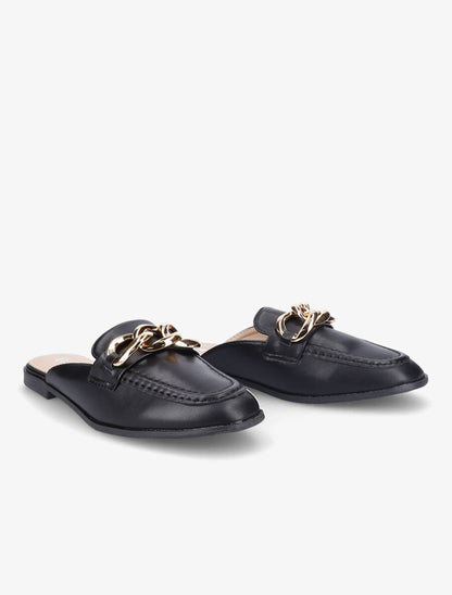 Mules style mocassin à chaîne - Noir - 4