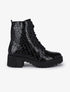 Rangers à semelles crantées effet croco vernis - Noir - 5