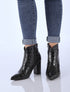Bottines à talons effet croco - Noir - 8