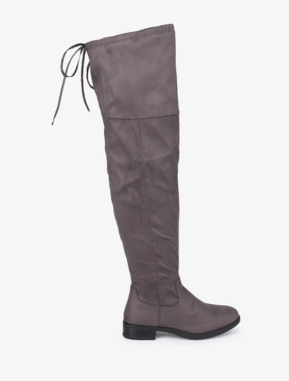 Cuissardes plates en suédine - Gris foncé - 2