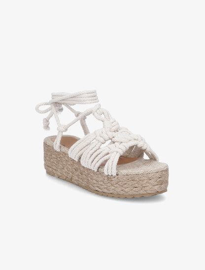 Sandales style corde à plateforme - Beige - 2