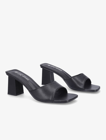 Mules à bout carré - Noir - 1