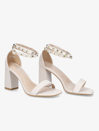 Sandales à bride cloutée - Beige - 4