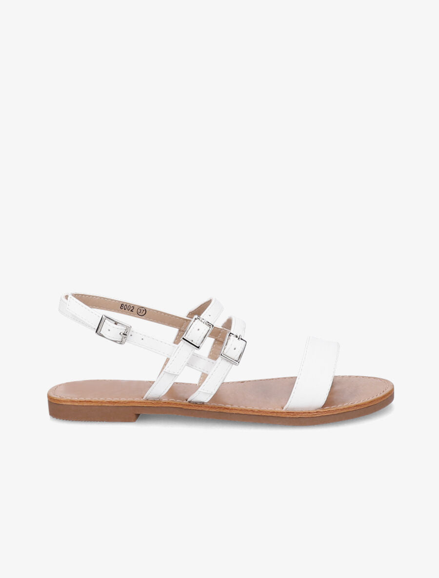 Nu-pieds en simili à triple brides - Blanc - 6