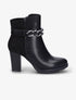 Bottines fourrées bi-matière à sangle à détail chaîne - Noir - 1