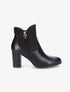 Bottines à talon en simili et suédine - Noir - 1