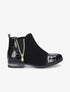 Bottines à détails effet croco vernis - Noir - 1