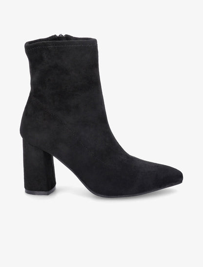 Bottines pointues en suédine souple - Noir - 1