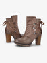 Bottines bi-matière à contrefort à lanières et à strass - Taupe - 1
