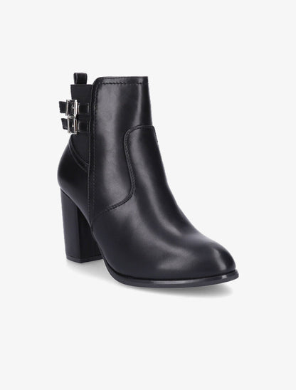 Bottines à talon et boucles en simili - Noir - 3