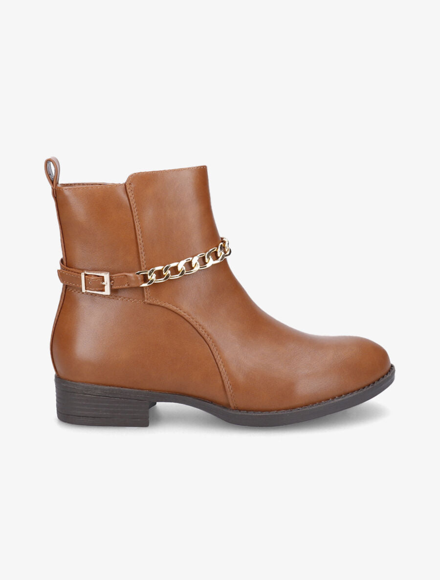 Bottines classiques à sangles en chaîne - Camel - 5